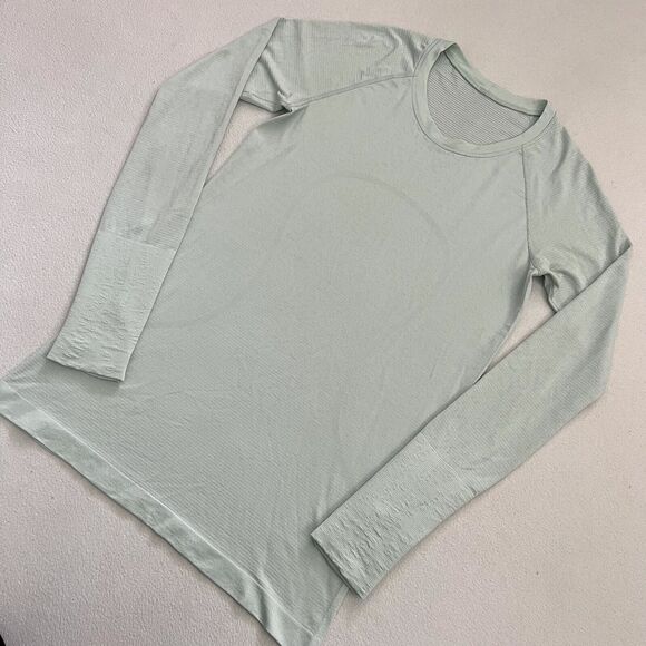 Lululemon Women Distorted Static Delicate Mint White Swiftly Tech LS 2.0 Shirt 8 - Picture 2 of 11